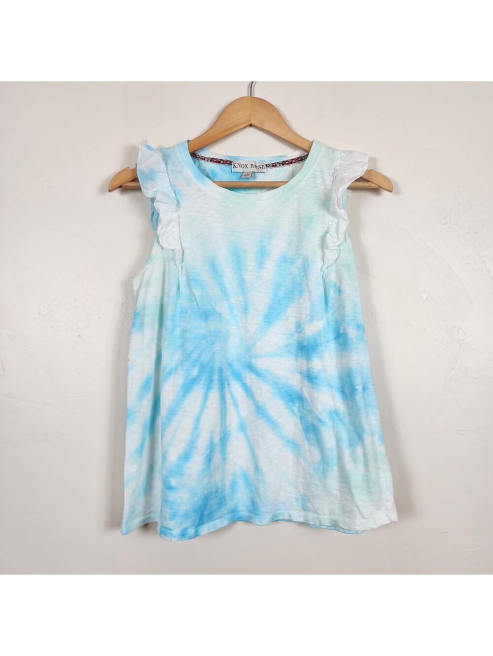 Knox Rose blue tie-dye ruffle tank